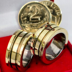 Aliança de Moeda Antiga Bulgari 10mm Com Frisos