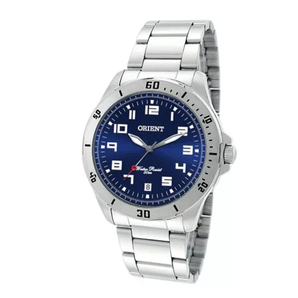Relógio Orient Masculino Prata Fundo Azul Mbss1155a